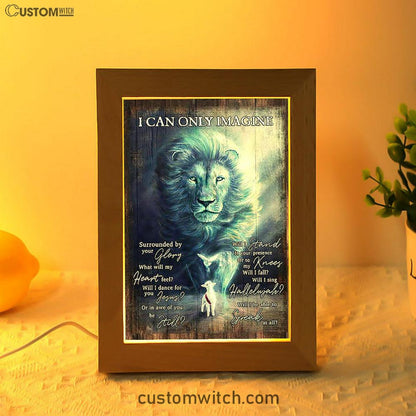 I Can Only Imagine Lion Dove Frame Lamp Art - Bible Verse Wooden Lamp - Inspirational Art - Christian Home Decor