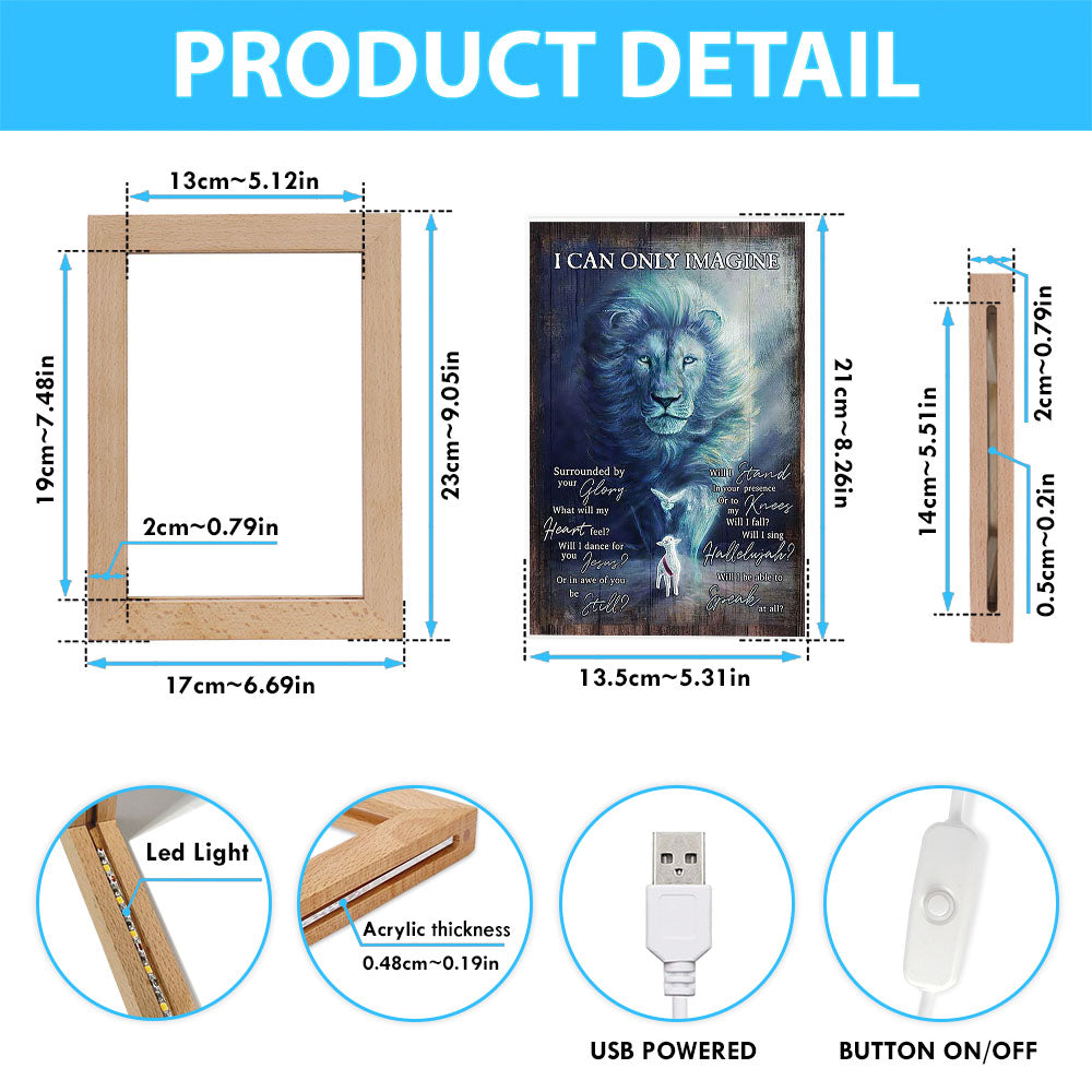 I Can Only Imagine Lion Dove Frame Lamp Art - Bible Verse Wooden Lamp - Inspirational Art - Christian Home Decor