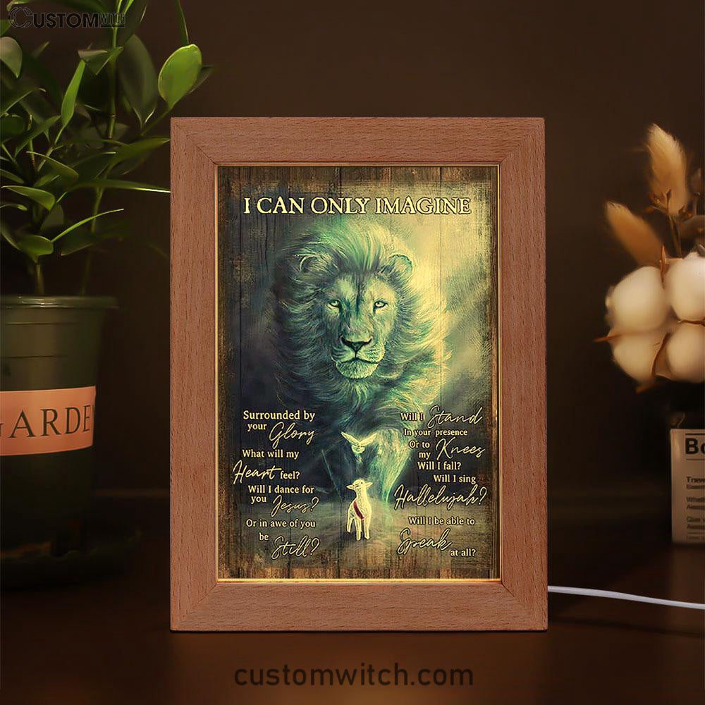 I Can Only Imagine Lion Dove Frame Lamp Art - Bible Verse Wooden Lamp - Inspirational Art - Christian Home Decor