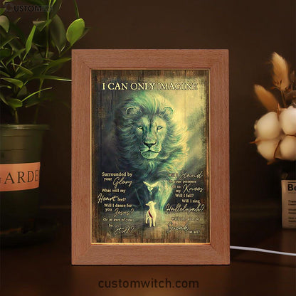 I Can Only Imagine Lion Dove Frame Lamp Art - Bible Verse Wooden Lamp - Inspirational Art - Christian Home Decor