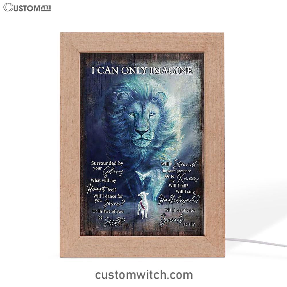 I Can Only Imagine Lion Dove Frame Lamp Art - Bible Verse Wooden Lamp - Inspirational Art - Christian Home Decor