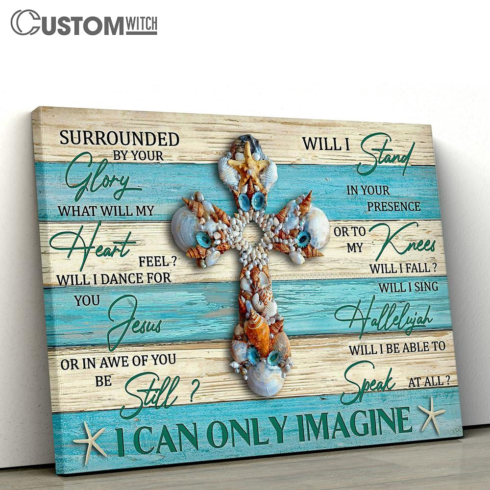 I Can Only Imagine Pearl Cross Canvas Wall Art - Bible Verse Wall Art - Christian Home Decor