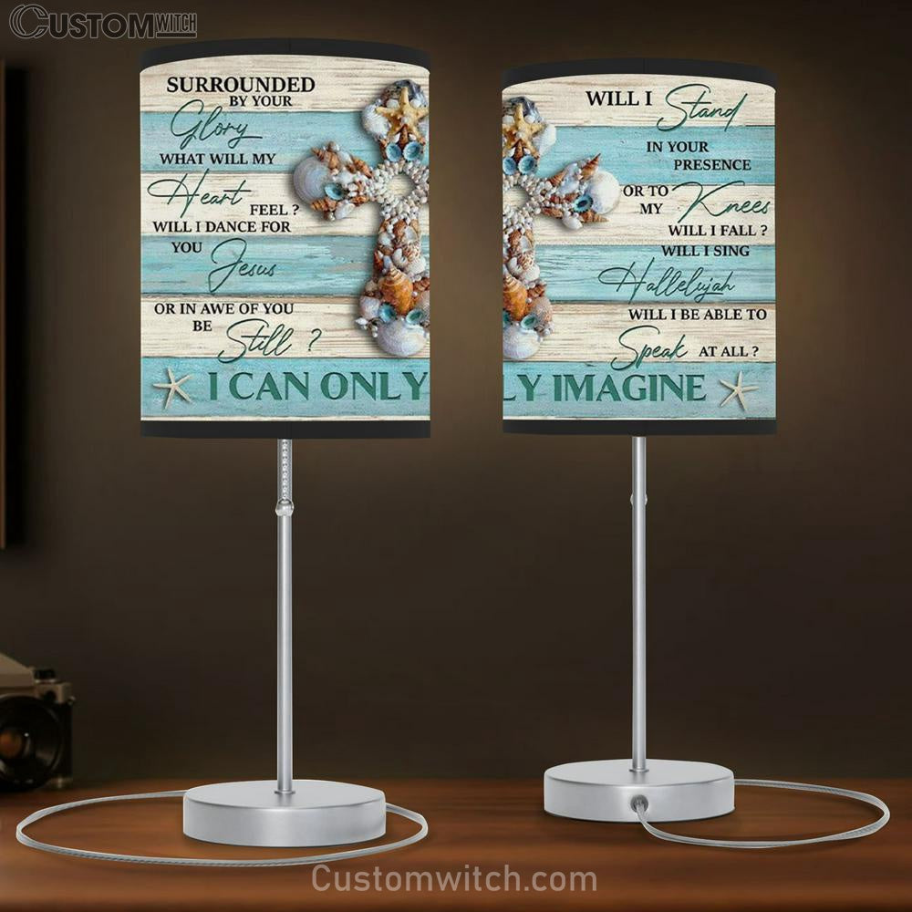 I Can Only Imagine Seashell Cross Christian Song Table Lamb Gift Print - Christian Bedroom Decor