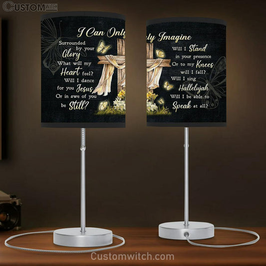 I Can Only Imagine Wooden Cross Butterfly Table Lamb Prints - Religious Table Lamb Art - Christian Home Decor