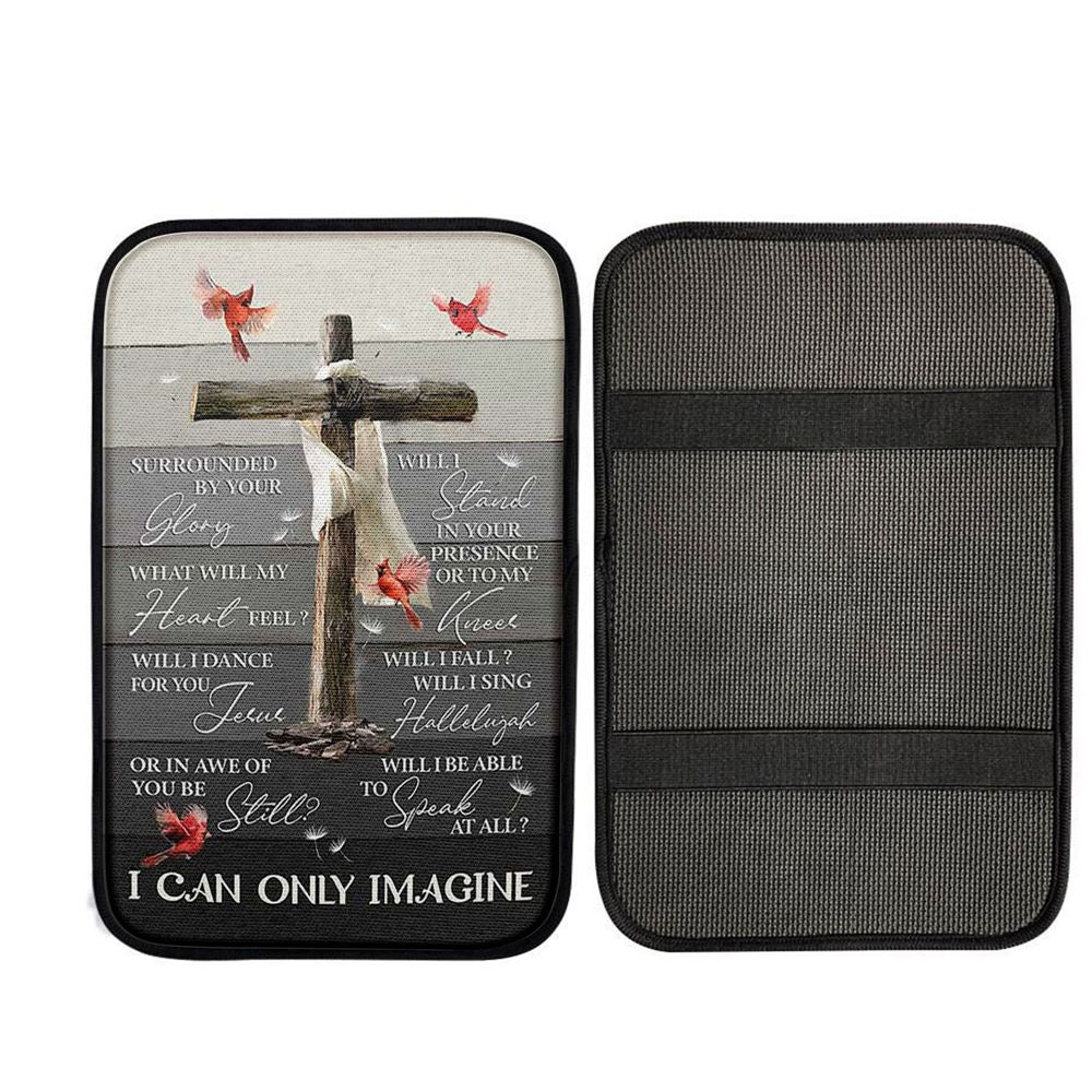I Can Only Imagine Wooden Cross Cardinal Car Center Console Cover, Christ Car Armrest Accessories