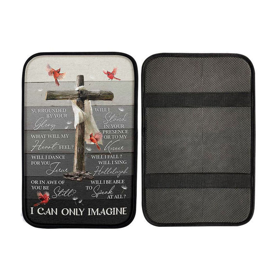 I Can Only Imagine Wooden Cross Cardinal Car Center Console Cover, Christ Car Armrest Accessories