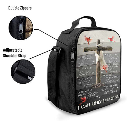 I Can Only Imagine Wooden Cross Cardinal Lunch Bag, Christian Lunch Bag, Religious Lunch Box For School, Picnic