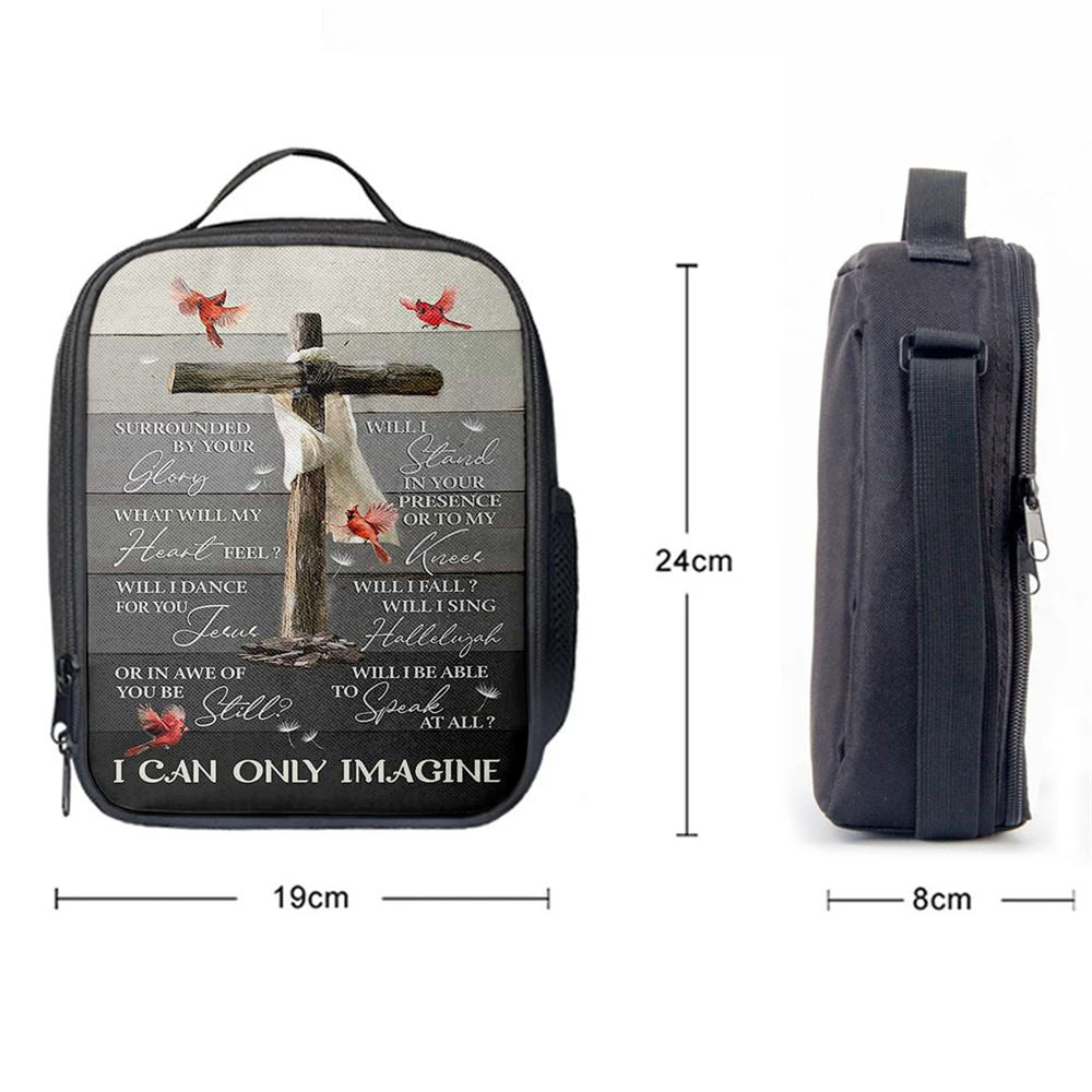 I Can Only Imagine Wooden Cross Cardinal Lunch Bag, Christian Lunch Bag, Religious Lunch Box For School, Picnic