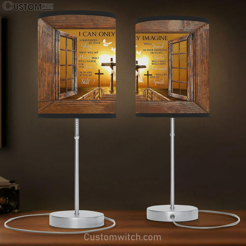 I Can Only Imagine Wooden Cross White Dove Table Lamb Prints - Religious Table Lamb Art - Christian Home Decor