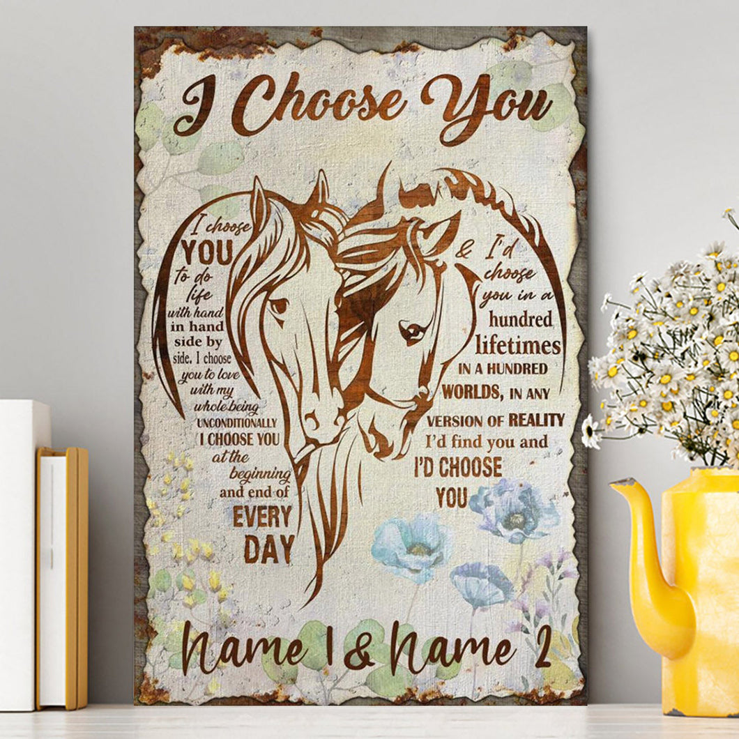 I Choose You Horse Couple Canvas Wall Art - Christian Wall Art Decor - Religious Canvas Prints