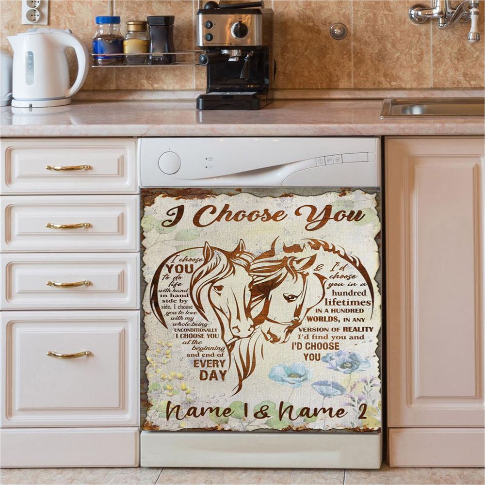 I Choose You Horse Couple Dishwasher Cover, Christian Dishwasher Stickers, Religious Kitchen Decor