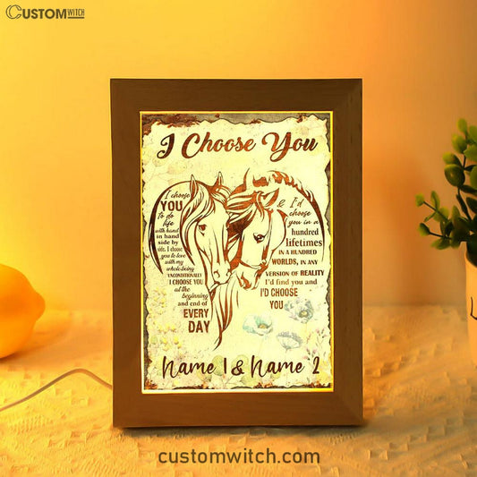 I Choose You Horse Couple Frame Lamp Art - Christian Art Decor - Religious Gifts Night Light
