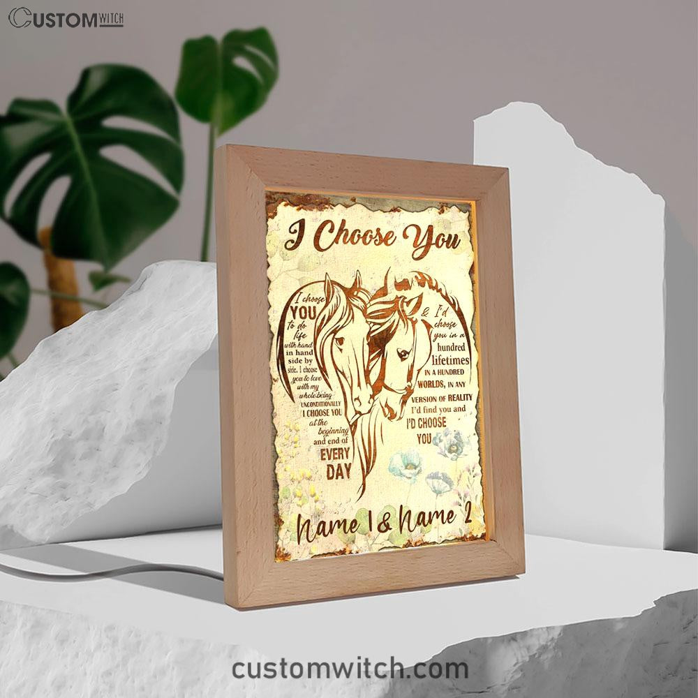 I Choose You Horse Couple Frame Lamp Art - Christian Art Decor - Religious Gifts Night Light