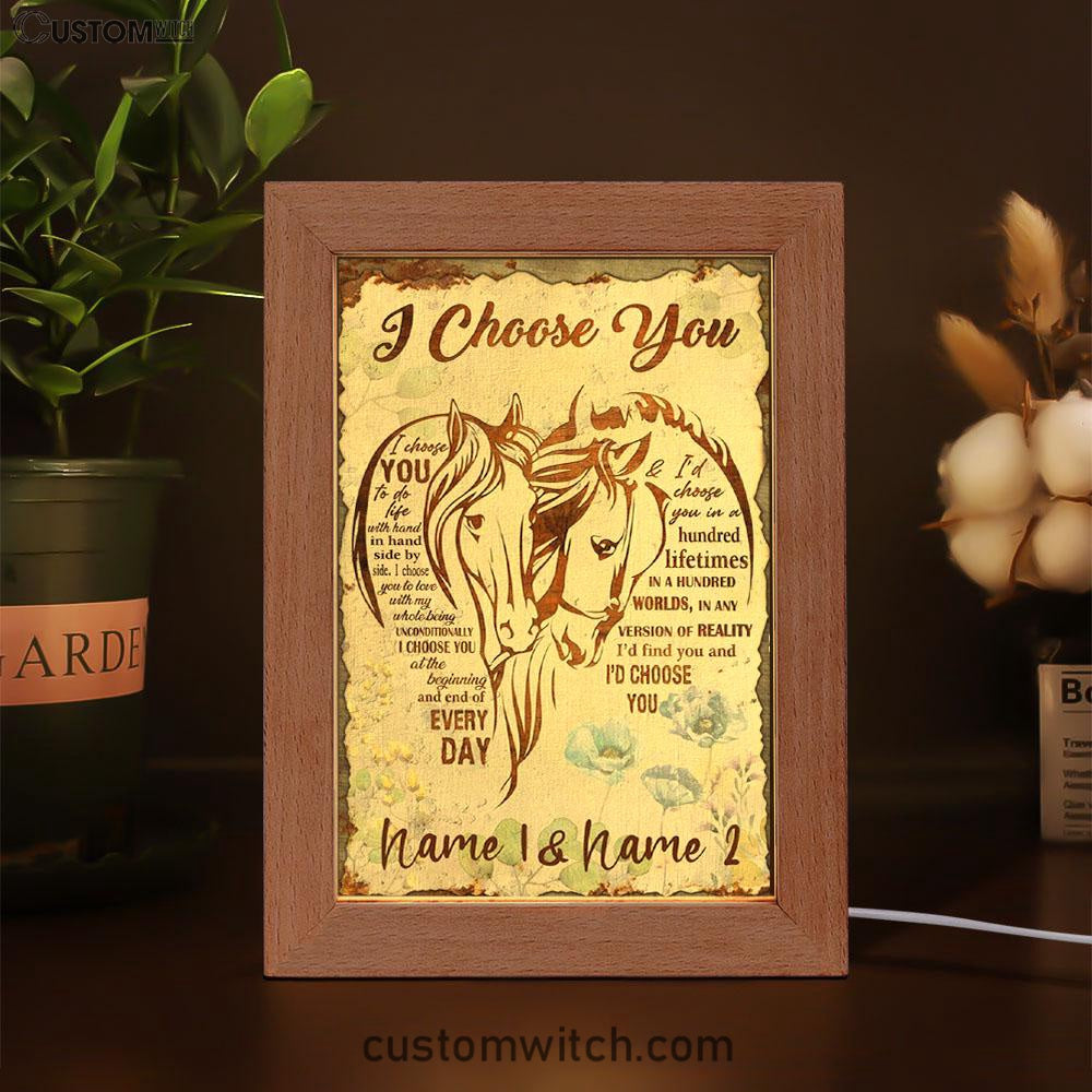I Choose You Horse Couple Frame Lamp Art - Christian Art Decor - Religious Gifts Night Light