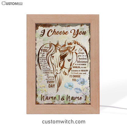 I Choose You Horse Couple Frame Lamp Art - Christian Art Decor - Religious Gifts Night Light