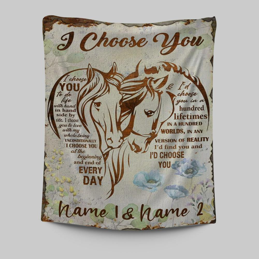 I Choose You Horse Couple Tapestry Wall Art - Christian Wall Art Decor - Religious Tapestries Wall Hanging Prints