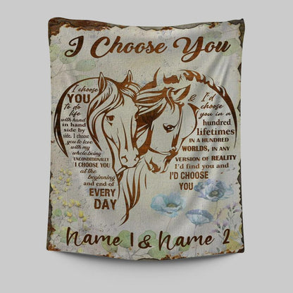 I Choose You Horse Couple Tapestry Wall Art - Christian Wall Art Decor - Religious Tapestries Wall Hanging Prints