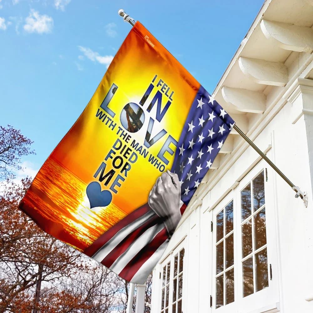 I Fell In Love With Jesus Flag, Outdoor Christian House Flag, Christian Flag, Scripture Flag, Garden Banner