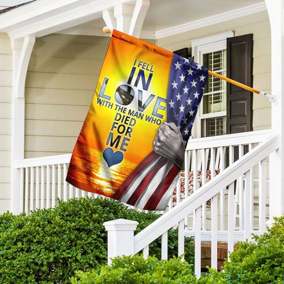 I Fell In Love With Jesus Flag, Outdoor Christian House Flag, Christian Flag, Scripture Flag, Garden Banner