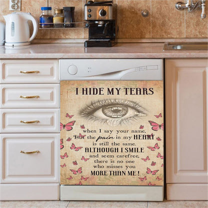 I Hide My Tears Flowers Eye Tear Butterfly Dishwasher Cover, Christian Dishwasher Stickers, Religious Kitchen Decor