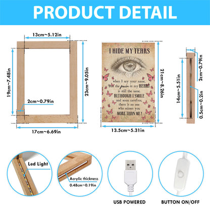 I Hide My Tears Flowers Eye Tear Butterfly Frame Lamp Art - Christian Art Decor - Religious Gifts Night Light