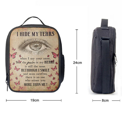 I Hide My Tears Flowers Eye Tear Butterfly Lunch Bag, Christian Lunch Bag, Religious Lunch Box For School, Picnic
