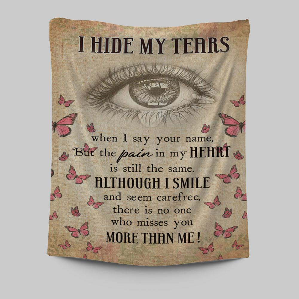 I Hide My Tears Flowers Eye Tear Butterfly Tapestry Wall Art - Christian Wall Art Decor - Religious Tapestries Wall Hanging Prints