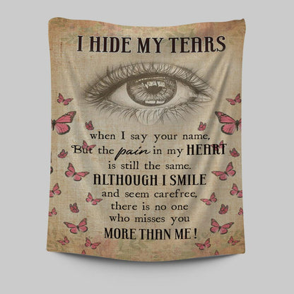 I Hide My Tears Flowers Eye Tear Butterfly Tapestry Wall Art - Christian Wall Art Decor - Religious Tapestries Wall Hanging Prints