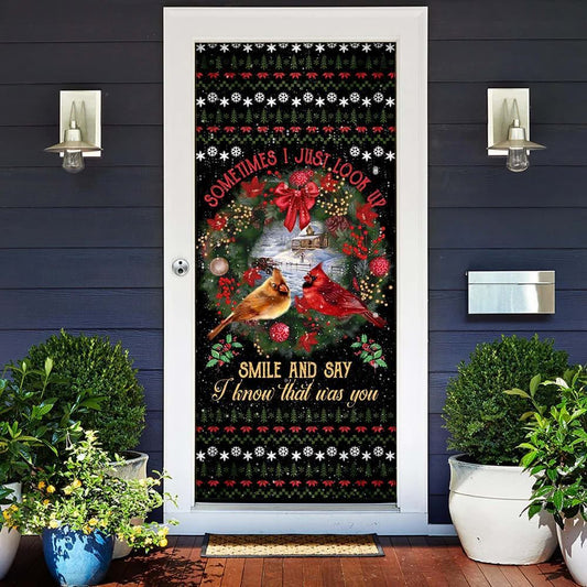 I Know That Was You Red Birds Door Cover, Christmas Door Knob Covers, Christmas Outdoor Decoration