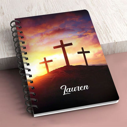 I‘Ll Cherish The Old Rugged Cross Personalized Cross Spiral Notebook, Christian Spiral Notebooks