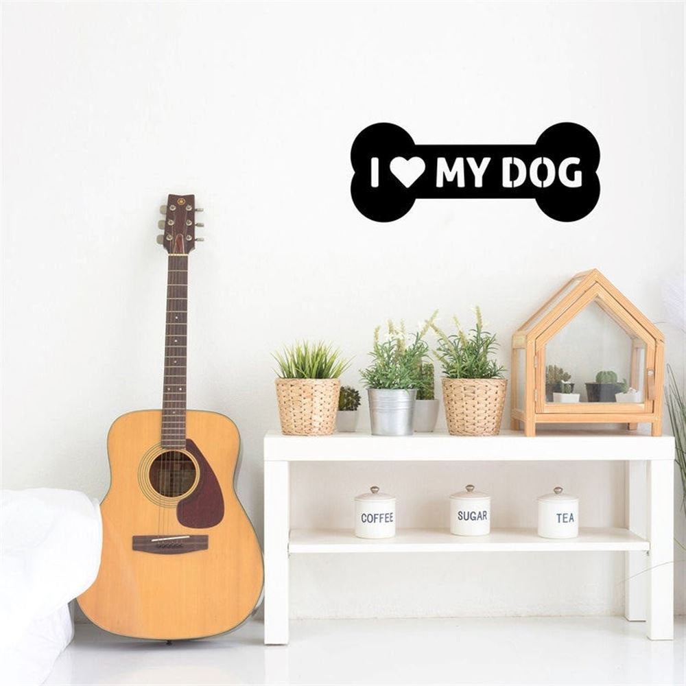 I Love My Dog Bone Graphic Beautiful Solid Steel Metal Sign, Anniversary Gift, Dog Wall Decor, Dog Wall Art, Home Decor Sign