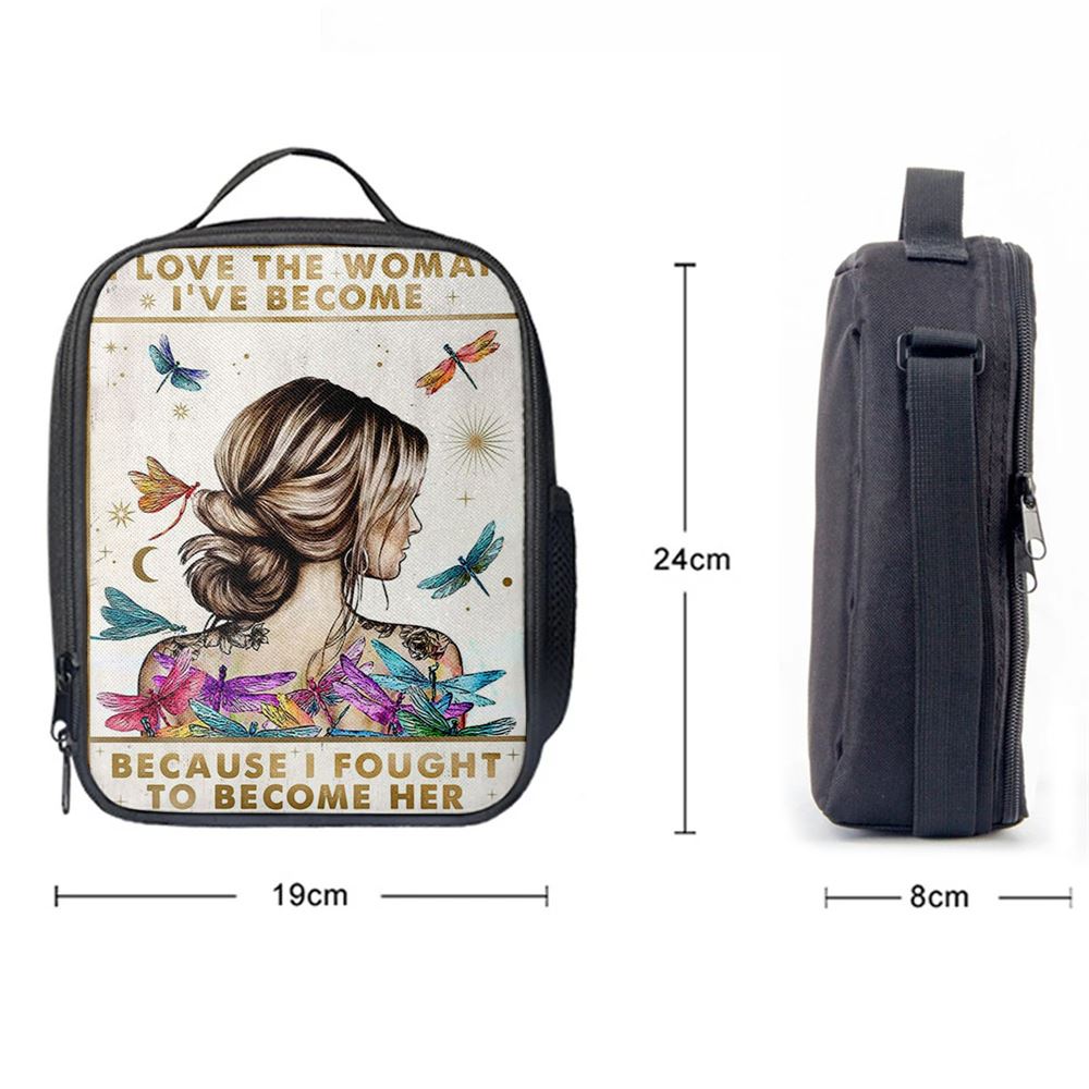 I Love The Woman I've Become Because I Fought To Become Her Lunch Bag, Encouragement Gifts For Women, Girls, Teens