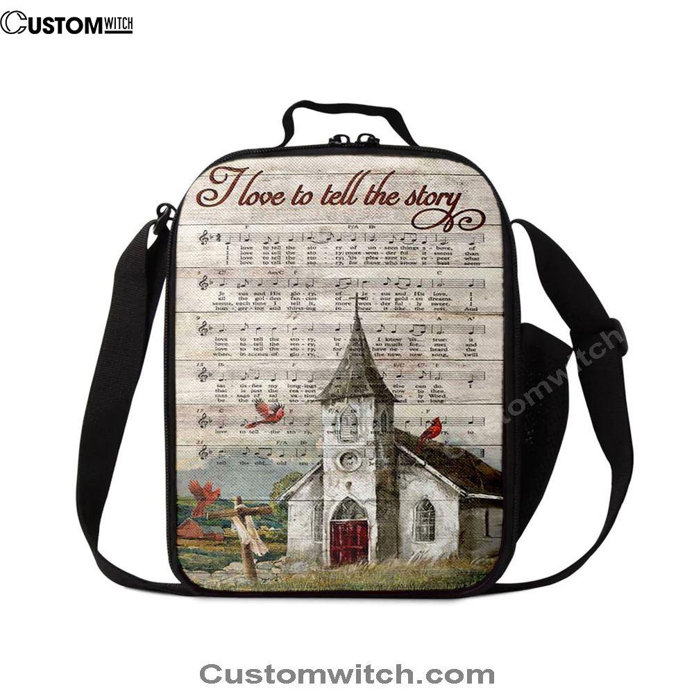 I Love To Tell The Story Red Cardinal Cross Lunch Bag, Christian Lunch Bag, Religious Lunch Box For School, Picnic