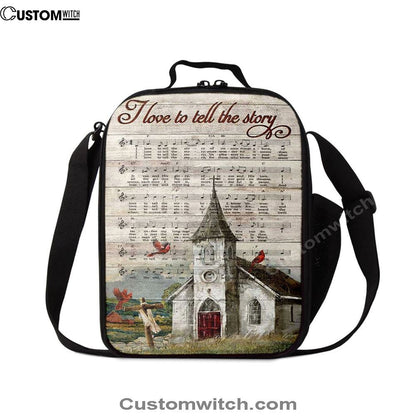 I Love To Tell The Story Red Cardinal Cross Lunch Bag, Christian Lunch Bag, Religious Lunch Box For School, Picnic