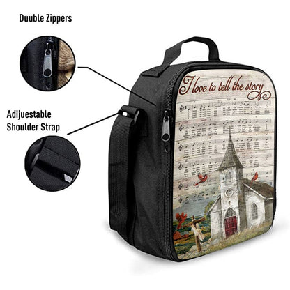 I Love To Tell The Story Red Cardinal Cross Lunch Bag, Christian Lunch Bag, Religious Lunch Box For School, Picnic