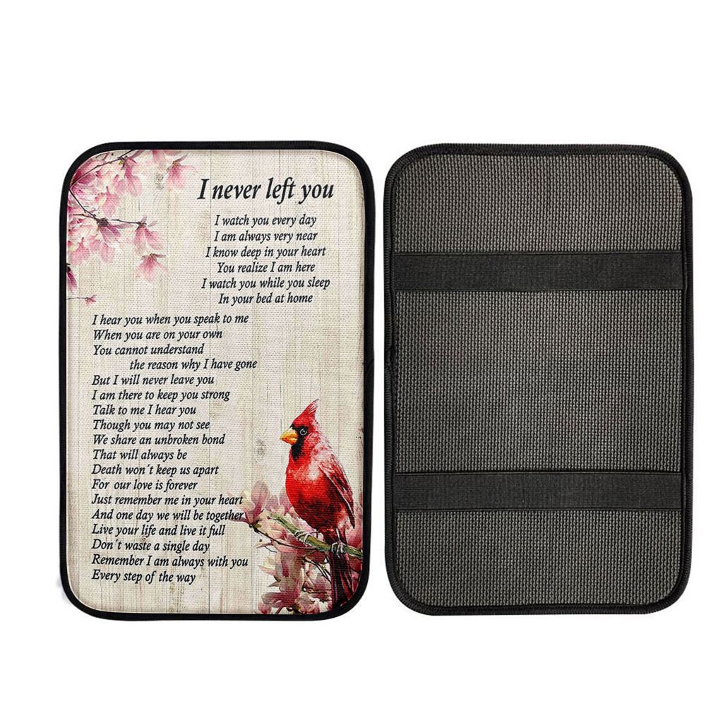 I Never Left You Red Cardinal Car Center Console Cover, Christ Car Armrest Accessories