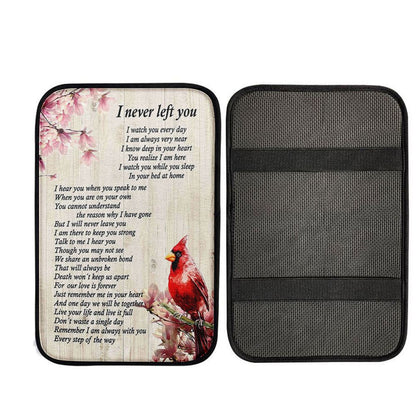 I Never Left You Red Cardinal Car Center Console Cover, Christ Car Armrest Accessories