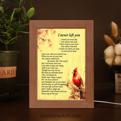 I Never Left You Red Cardinal Frame Lamp Art - Christian Night Light Decor