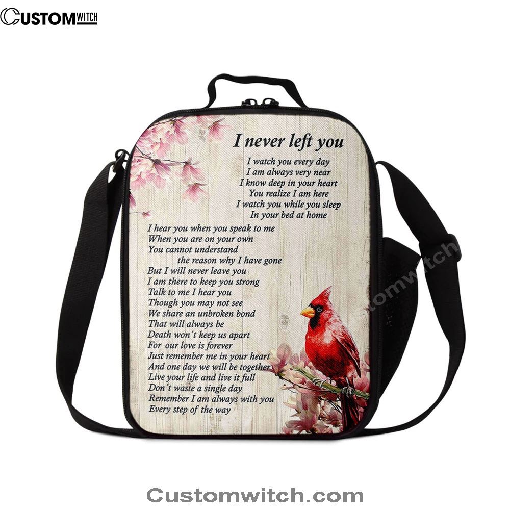 I Never Left You Red Cardinal Lunch Bag, Christian Lunch Bag, Religious Lunch Box For School, Picnic