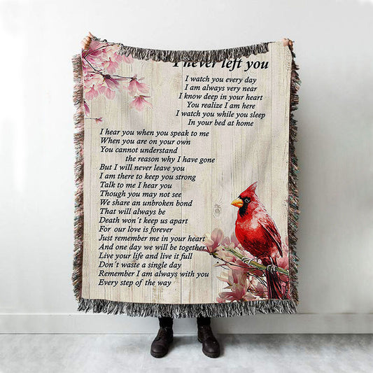 I Never Left You Red Cardinal Woven Throw Blanket - Christian Woven Throw Blanket Decor