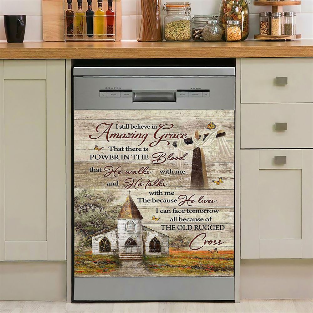 I Still Believe In Amazing Grace Dishwasher Cover, Bible Verse Dishwasher Stickers, Scripture Kitchen Decor