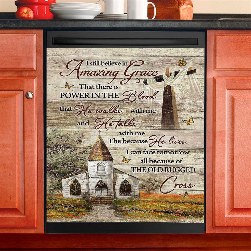 I Still Believe In Amazing Grace Dishwasher Cover, Bible Verse Dishwasher Stickers, Scripture Kitchen Decor