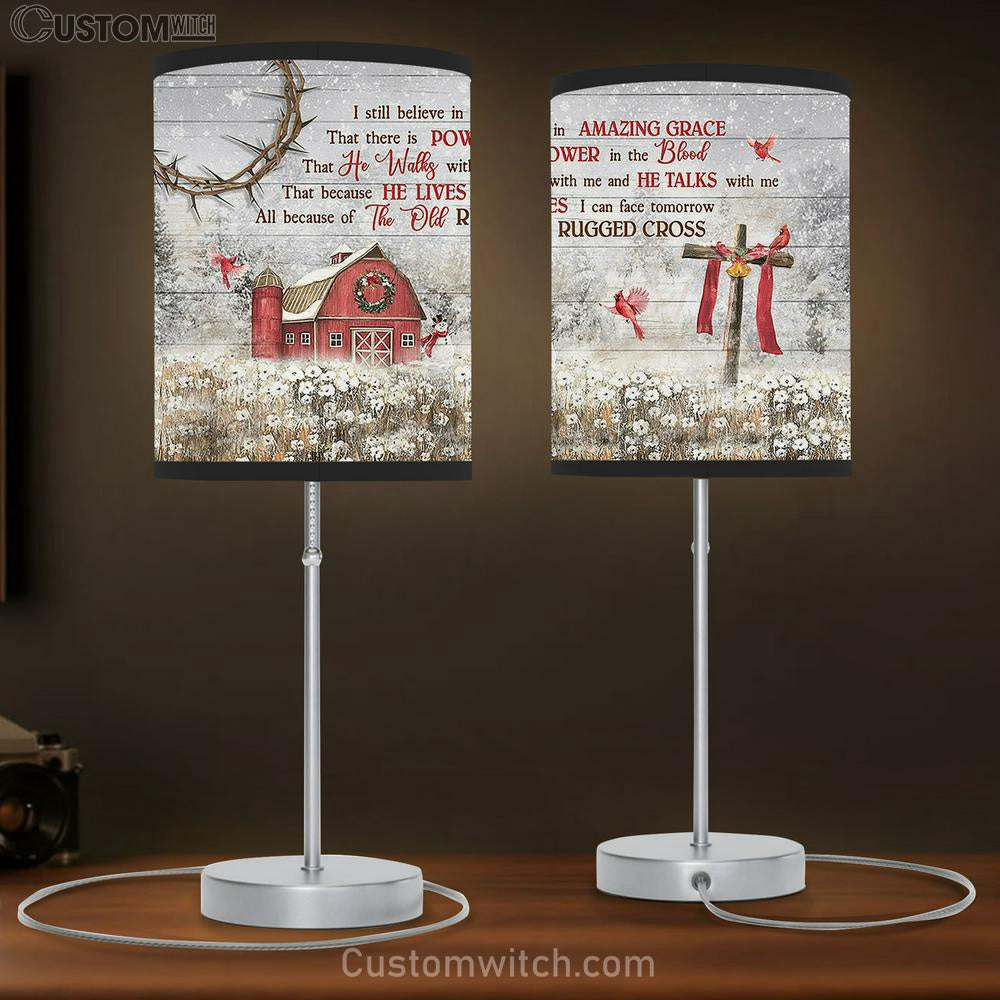 I Still Believe In Amazing Grace Flower Field Cardinal Wooden Cross Large Table Lamb Art - Christian Bedroom Decor - Religious Wall Decor