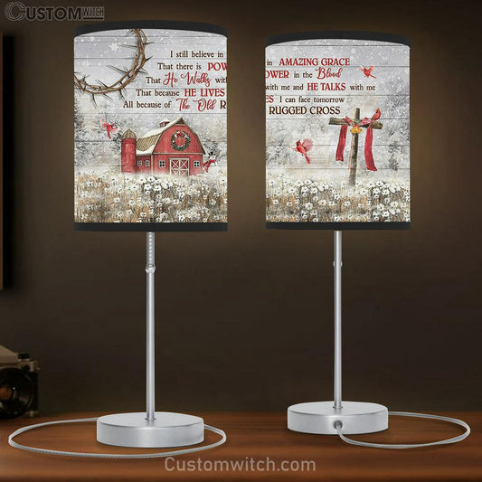 I Still Believe In Amazing Grace Flower Field Cardinal Wooden Cross Large Table Lamb Art - Christian Bedroom Decor - Religious Wall Decor