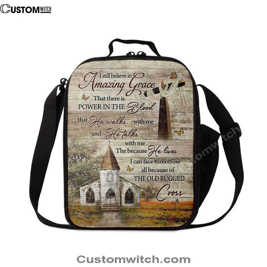 I Still Believe In Amazing Grace Lunch Bag, Vintage Church Monarch Butterfly Old Rugged Cross Lunch Bag, Religious Lunch Box For School, Picnic