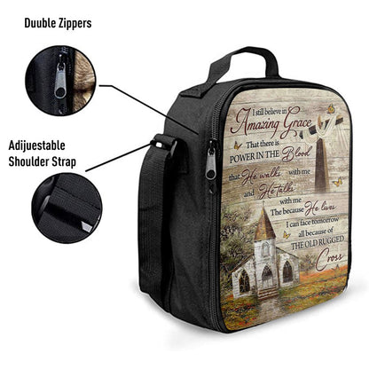 I Still Believe In Amazing Grace Lunch Bag, Vintage Church Monarch Butterfly Old Rugged Cross Lunch Bag, Religious Lunch Box For School, Picnic