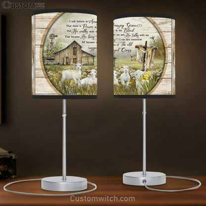 I Still Believe In Amazing Grace Old Barn House Lambs Of God Large Table Lamb Art - Christian Bedroom Decor - Religious Wall Decor