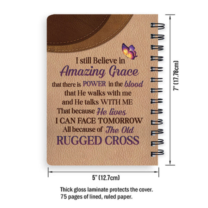I Still Believe In Amazing Grace Personalized Floral Cross Spiral Notebook, Scripture Gifts For Christian