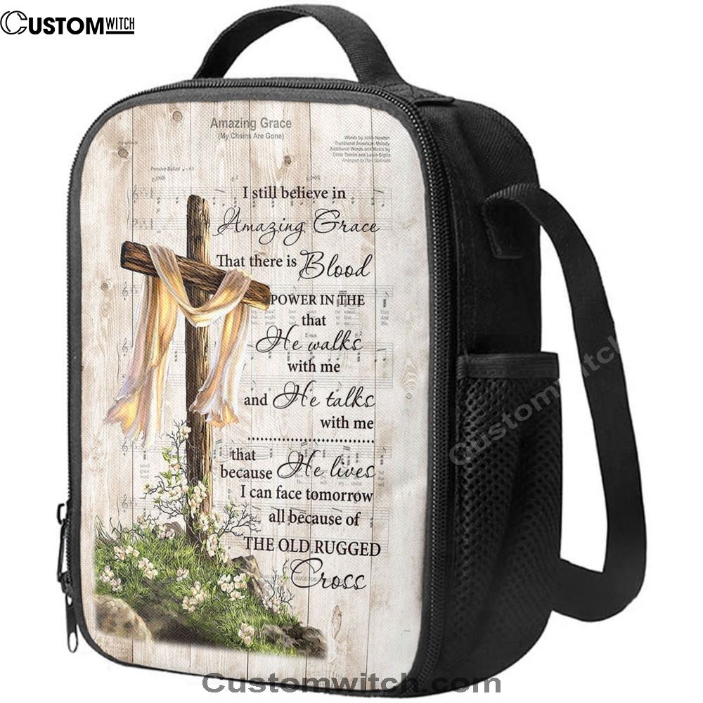 I Still Believe In Amazing Grace Song Lyrics Cross Jesus Lunch Bag, Christian Lunch Bag, Religious Lunch Box For School, Picnic