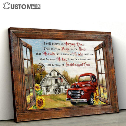 I Still Believe In Amazing Grace Sunflower Farm Red Ladybug Car Large Canvas Art - Christian Wall Decor - Religious Wall Decor